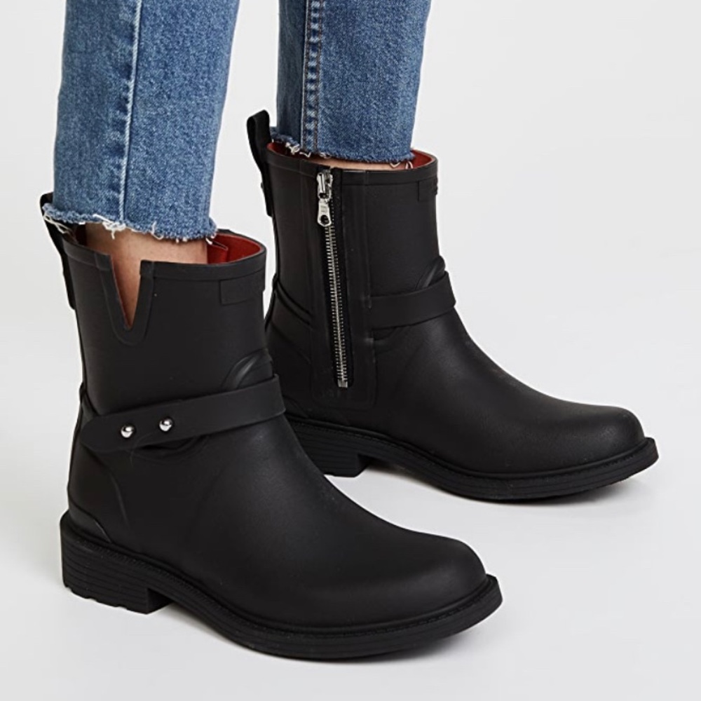 (Sold) Rag & Bone Moto Rain Boots Black 38 - Picture 1 of 11